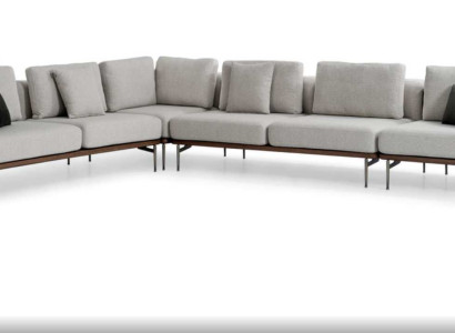 Wohnzimmer Ecksofa L-form Holz Modernen mit Luxus Designen Eckgarnitur
